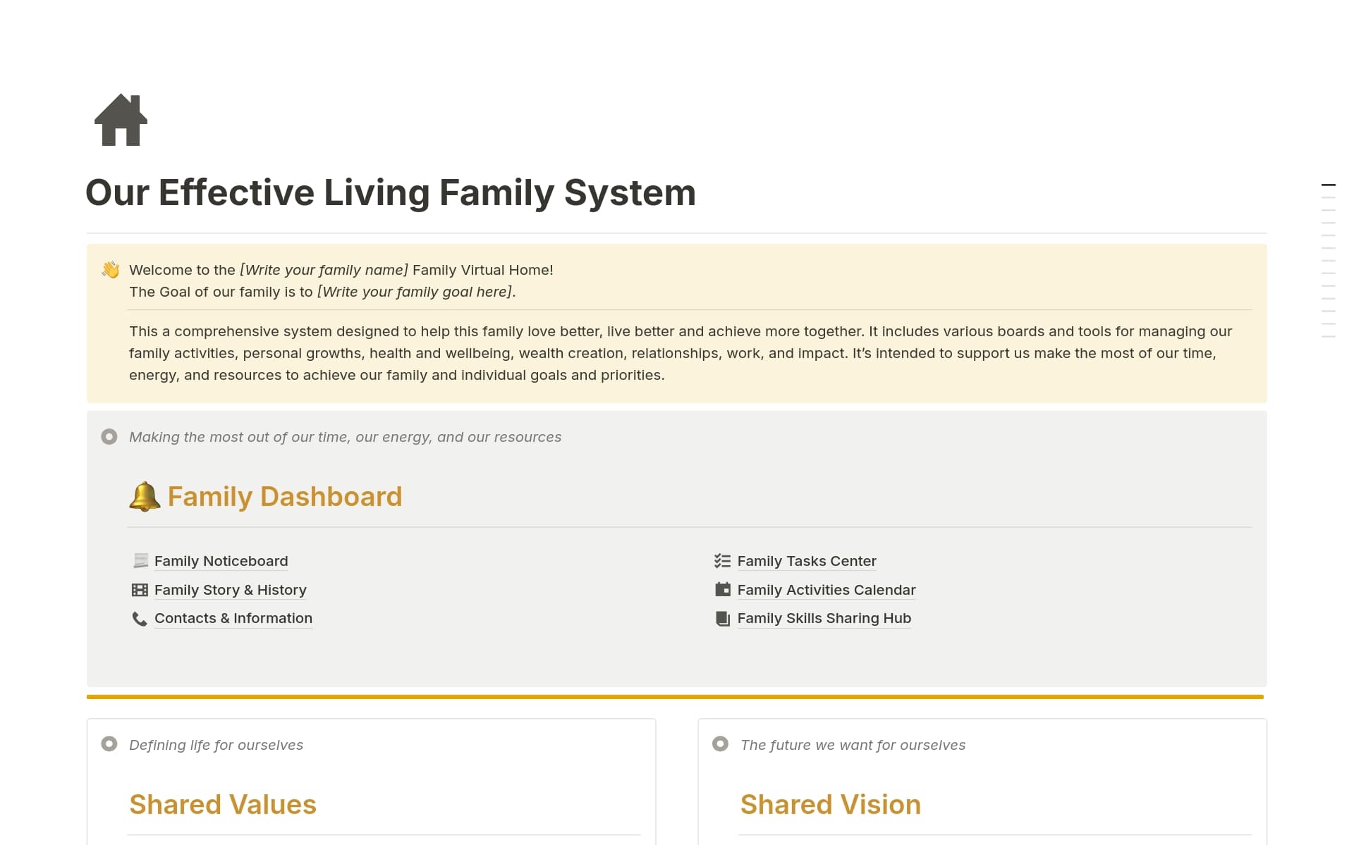 Transform how your family operates with our comprehensive family management system, designed by a Life Coach and CPA to help families thrive together. Centralize family operations with Tasks system and balance key life areas like Relationships, health, wealth, and work/impact.