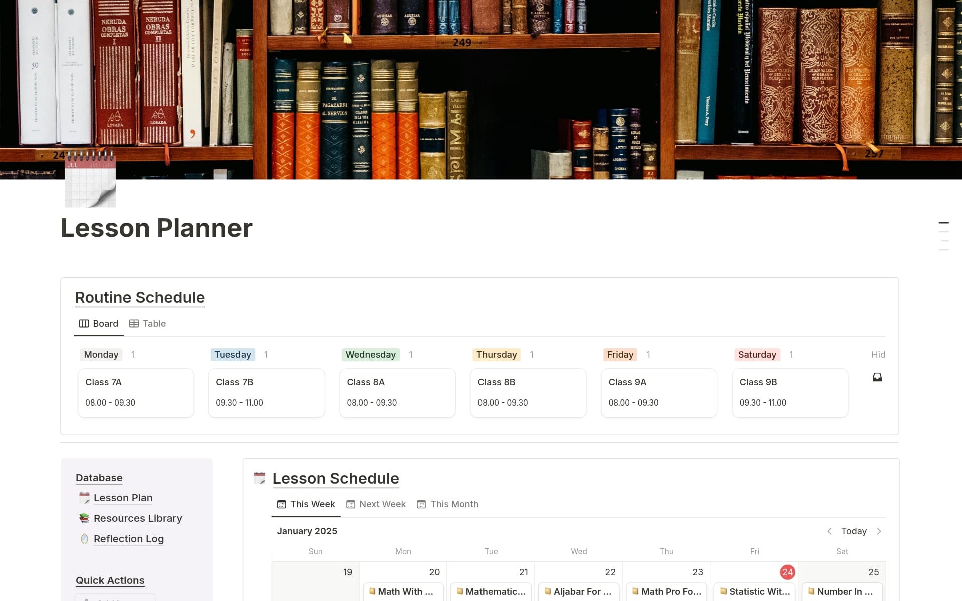 A template preview for Lesson Planner for Teacher