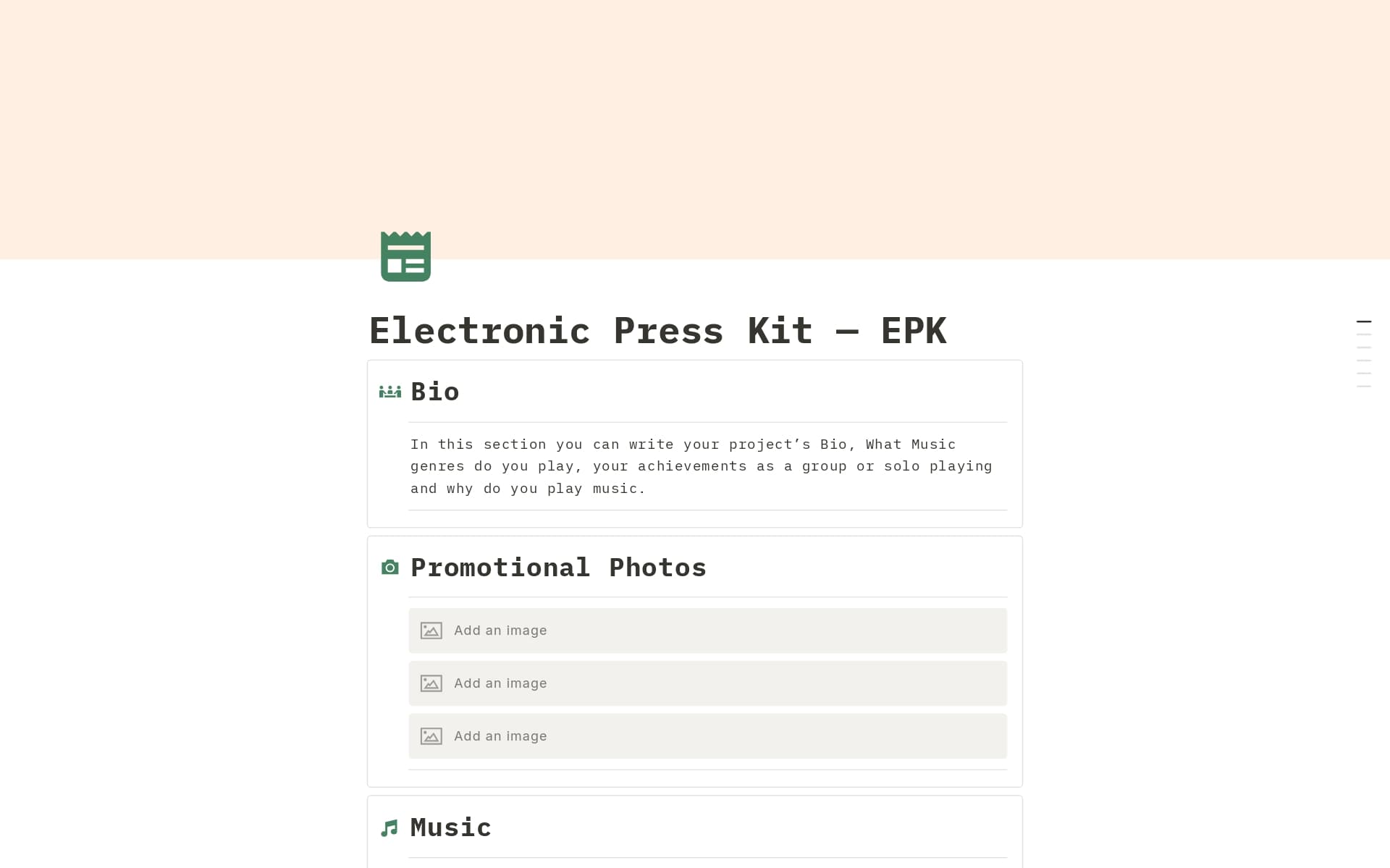 Electronic Press Kit for Musicians