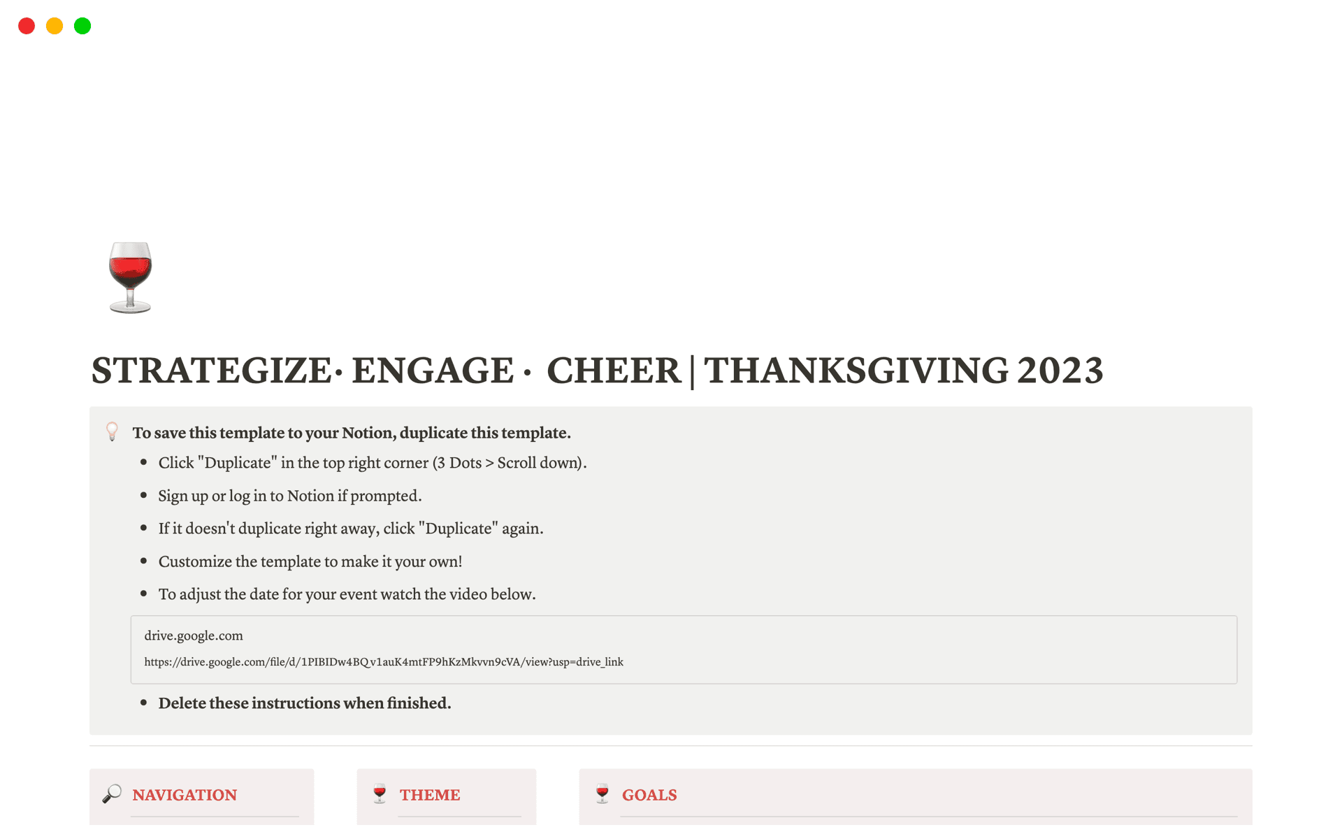 A template preview for STRATEGIZE· ENGAGE · CHEER | THANKSGIVING 2023
