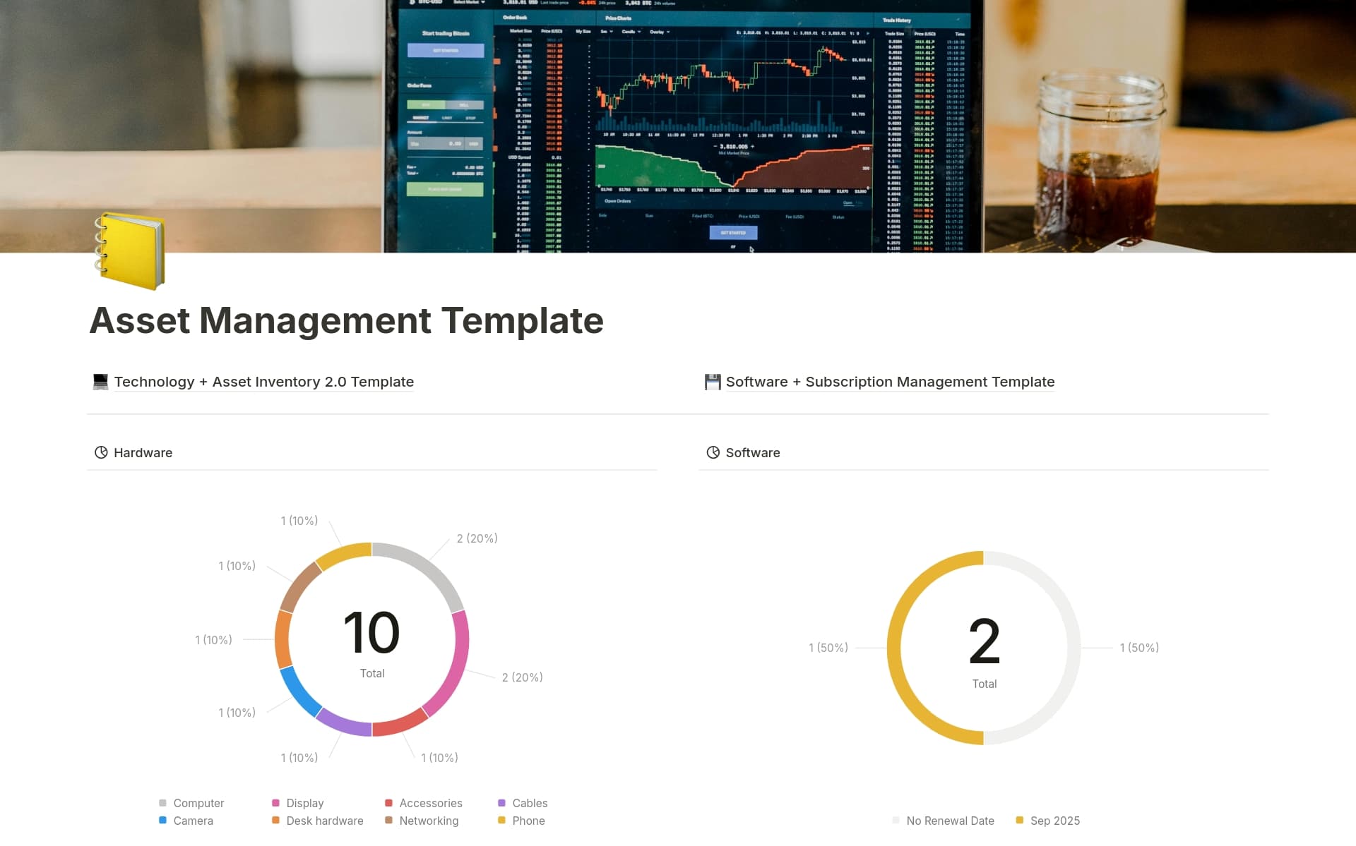 A complete asset management tool. Includes space for hardware & software assets.