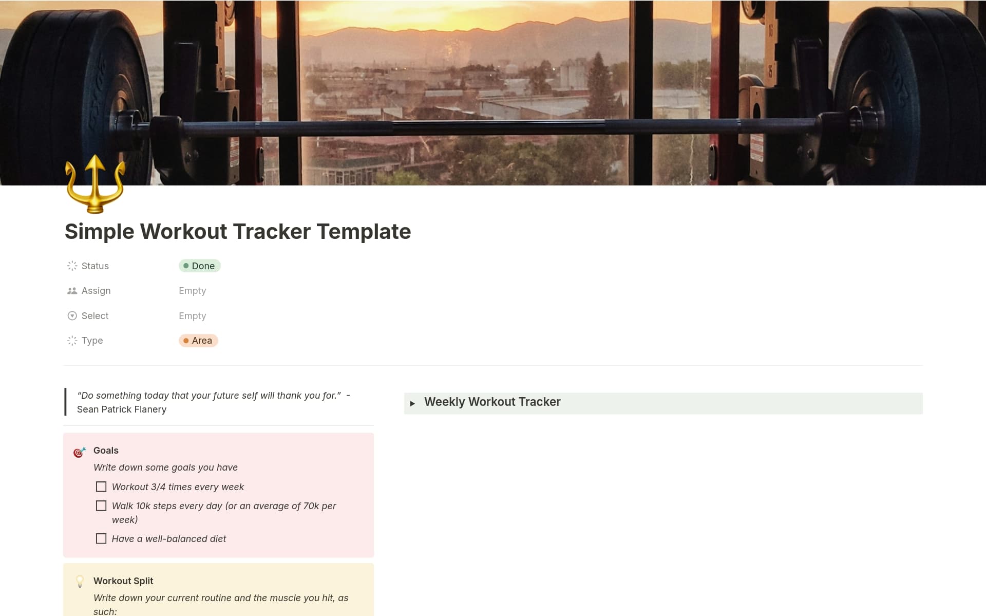 Simple Workout Tracker Template by Isi | Notion Marketplace