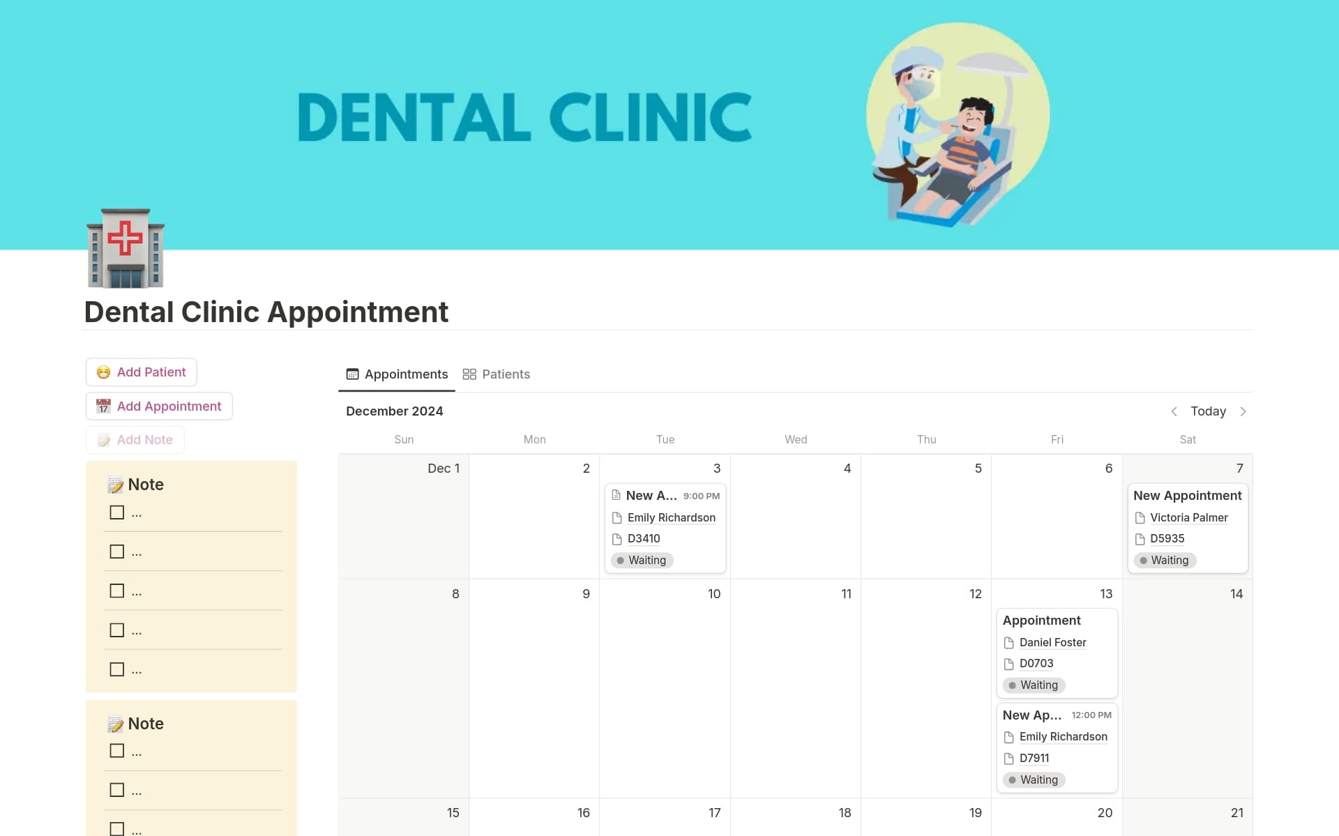 A template preview for Dental Clinic Appointment/Booking