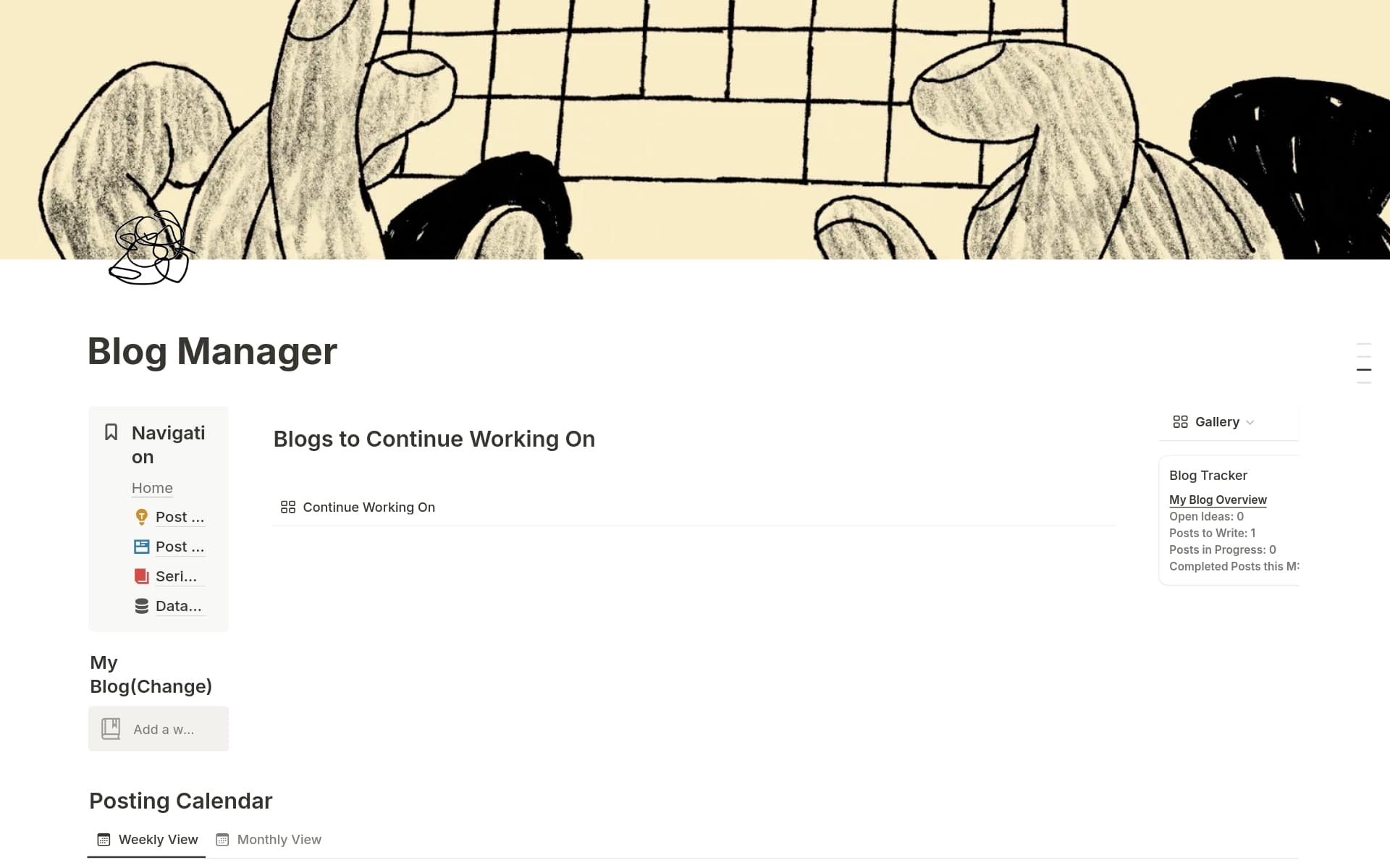A template preview for Blog Post Manager