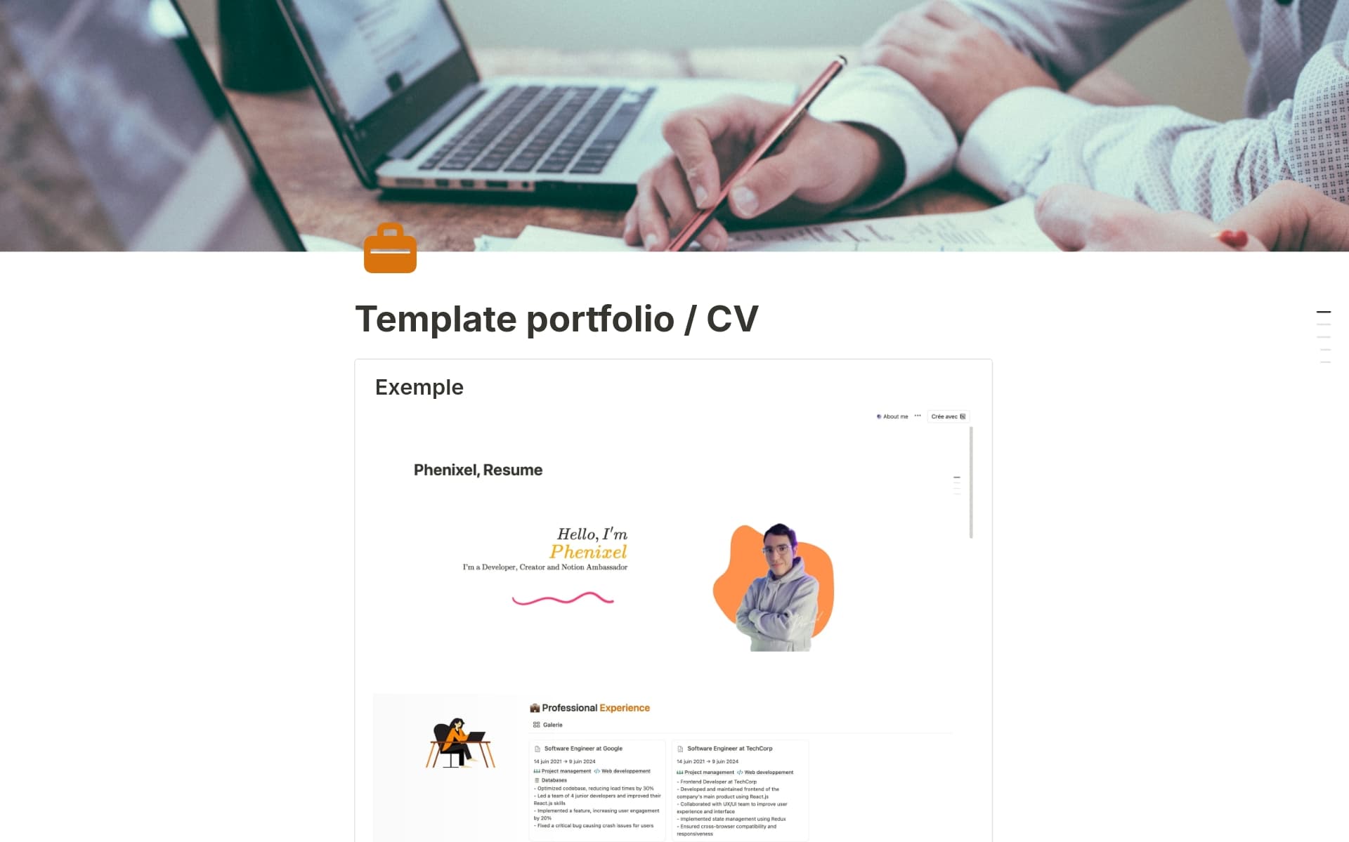 A template preview for Professional CV & Portfolio Website