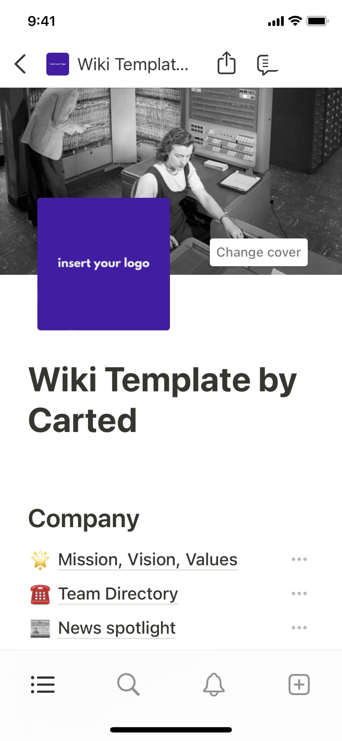 A screenshot of Notion's mobile app
