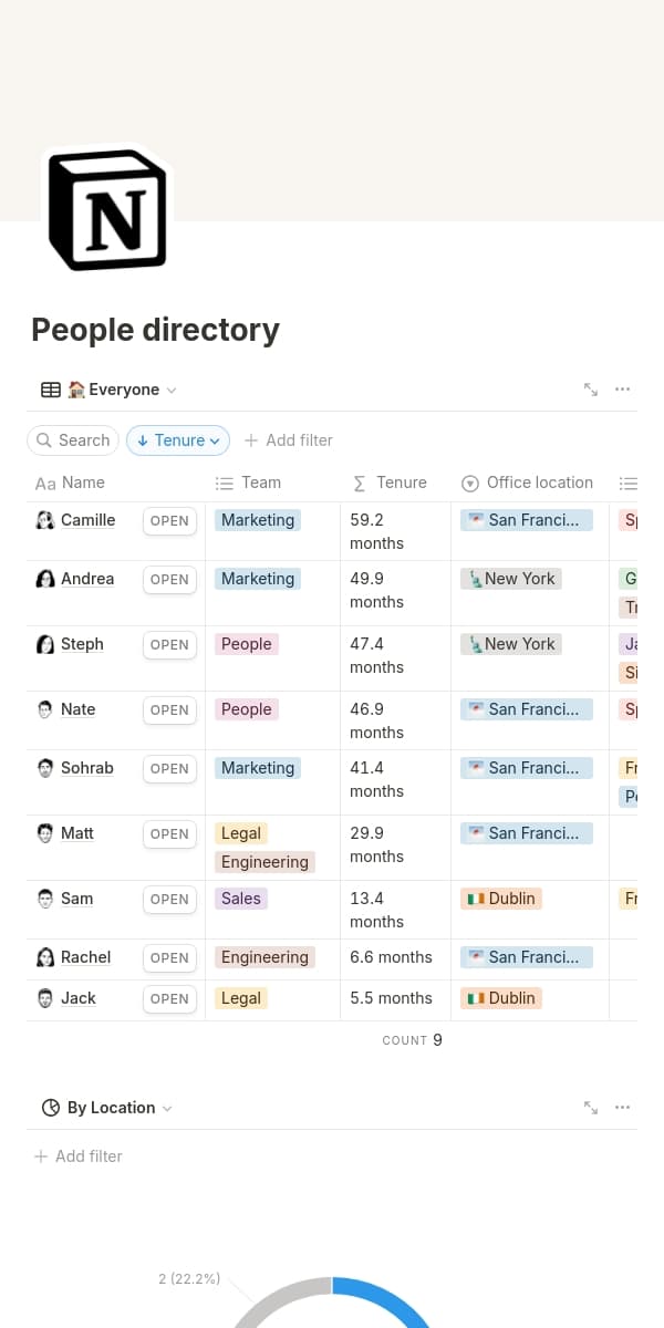 A screenshot of Notion's mobile app