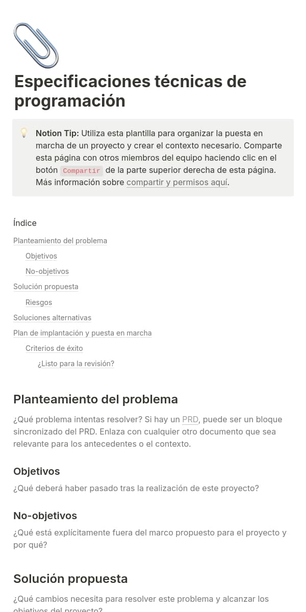 Una captura de pantalla de la aplicación móvil de Notion