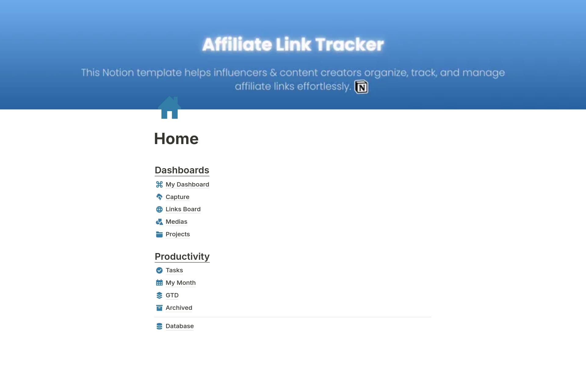 A template preview for Affiliate Link Tracker