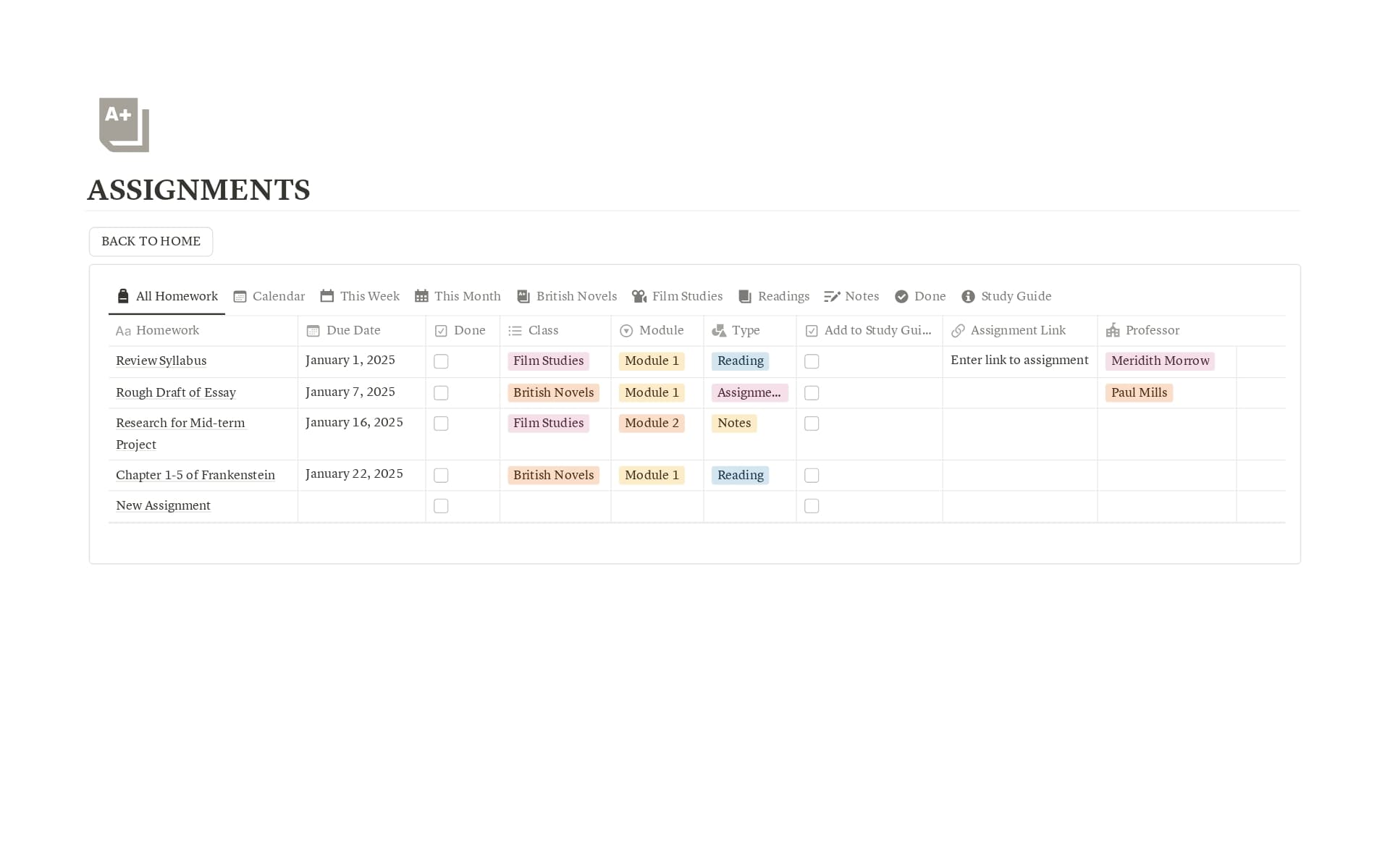 Student Assignment Tracking System Student Dashboard | Assignment Tracker Template | Notion Marketplace