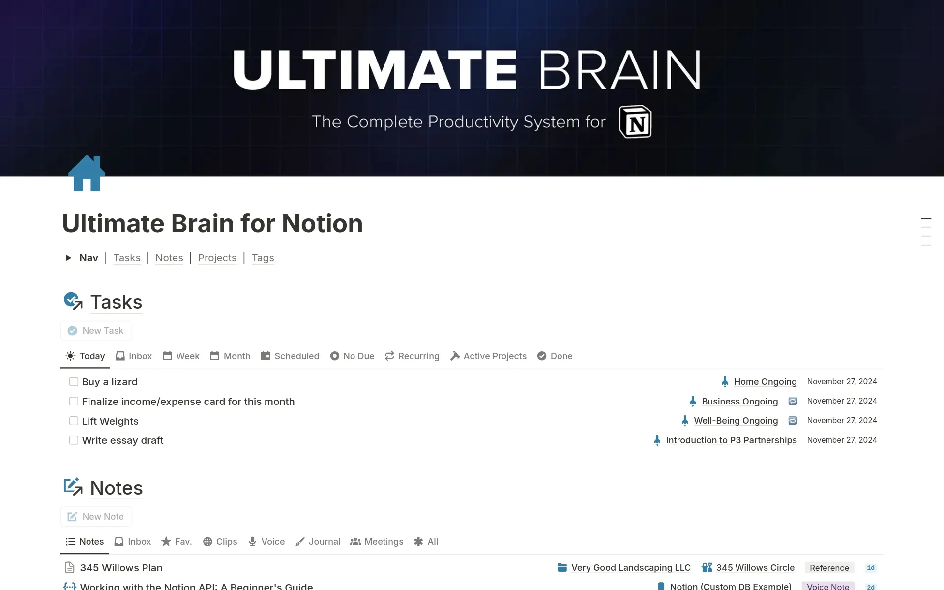 Ultimate Brain template preview