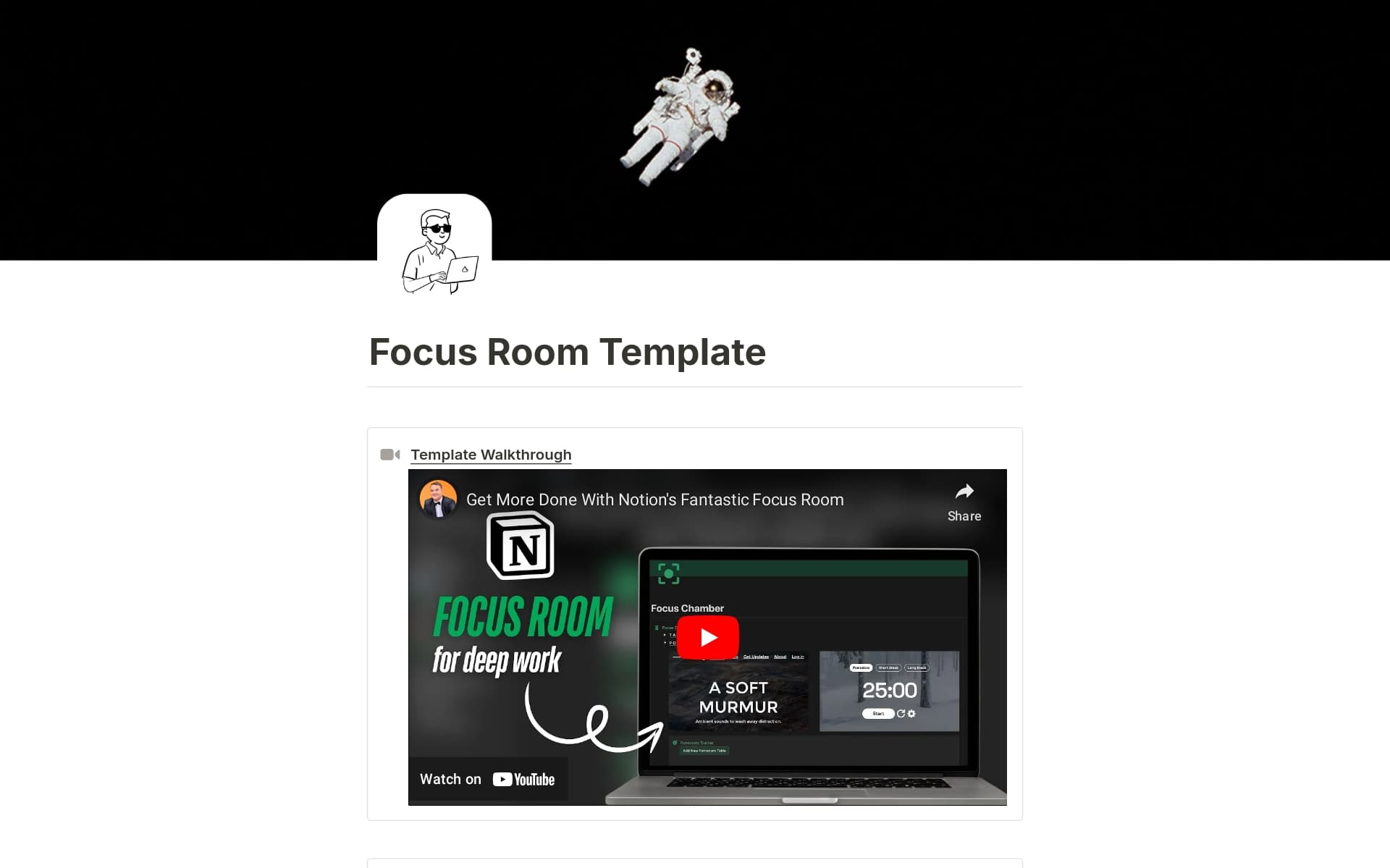 Focus Room Template by Gasper C. | Notion Marketplace