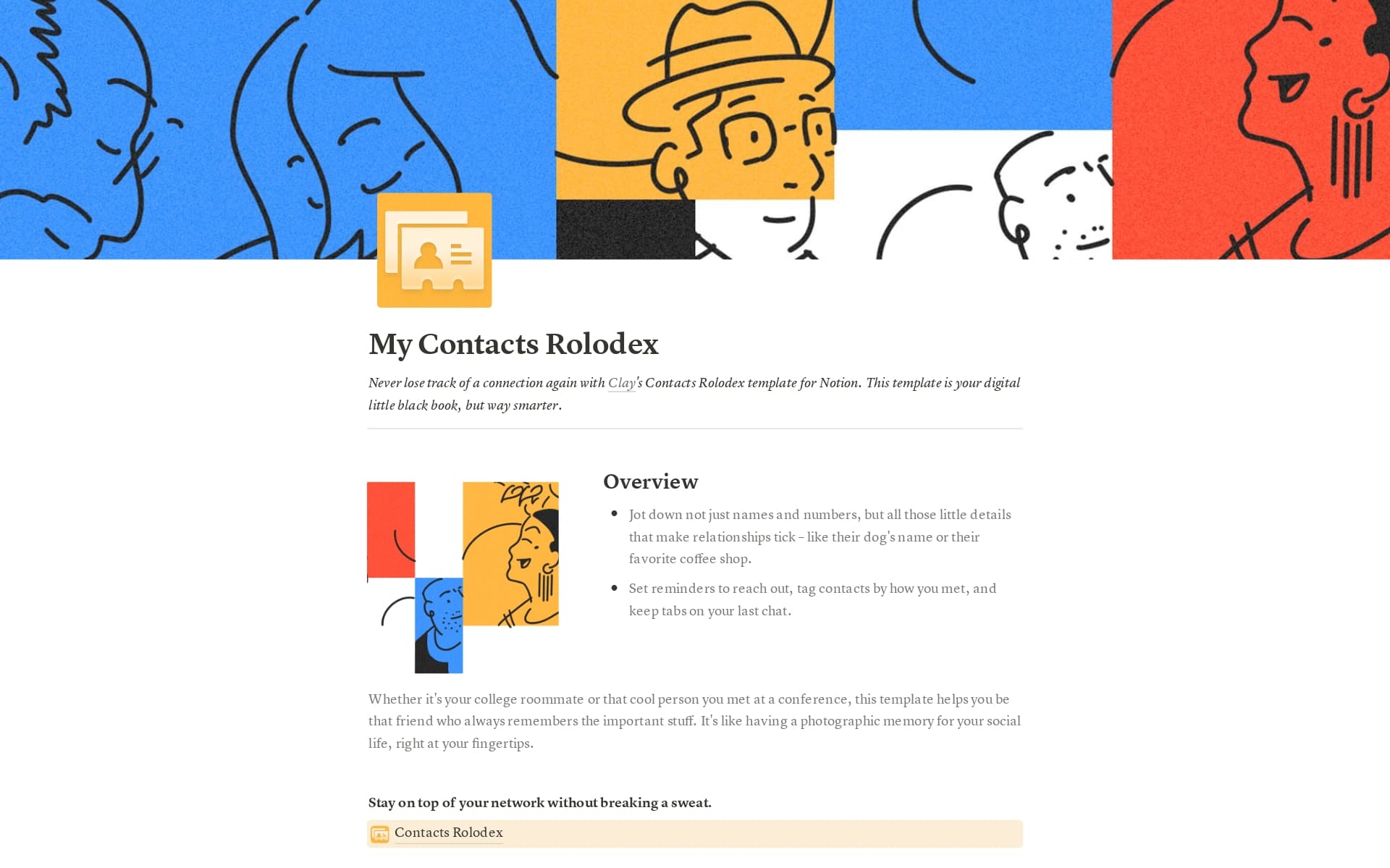 A template preview for My Contacts Rolodex