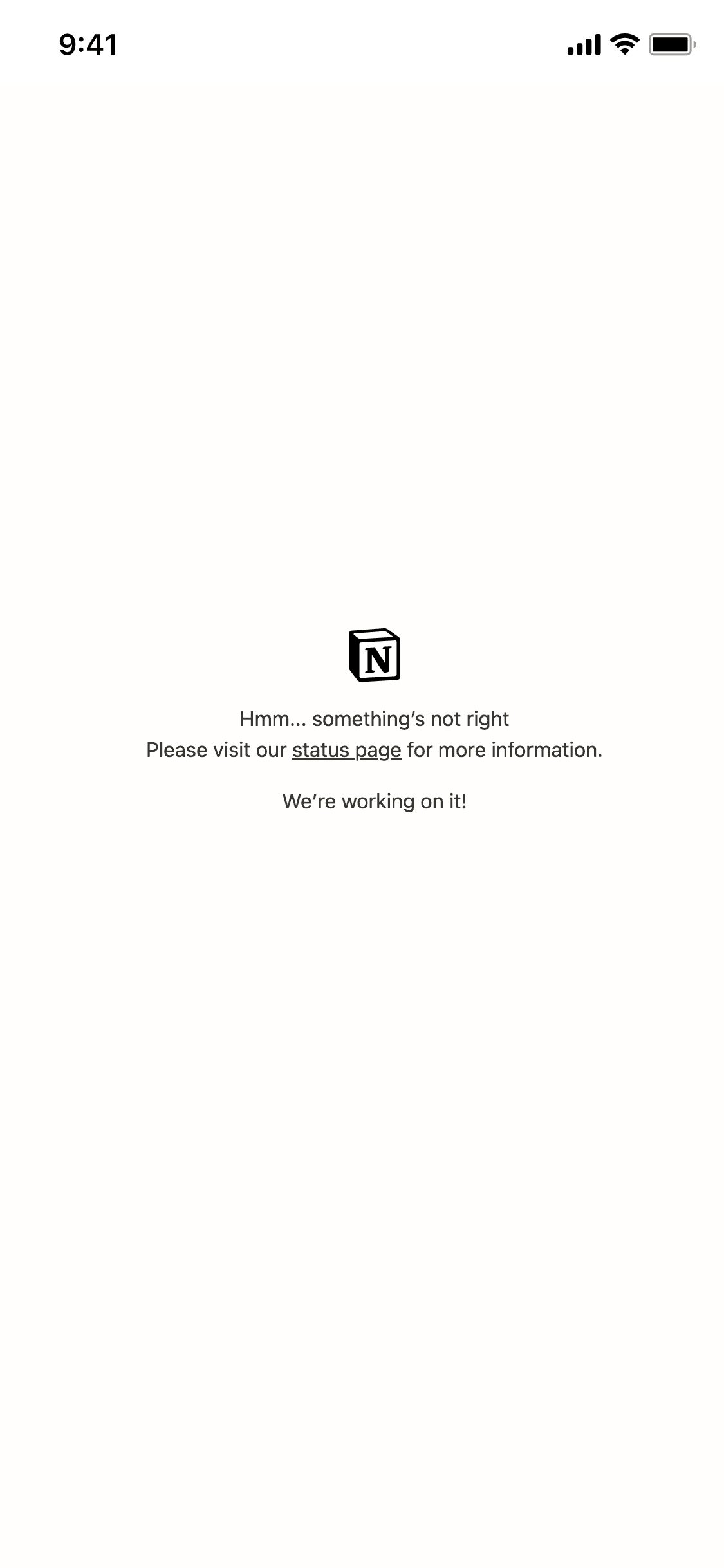 Captura de tela do aplicativo móvel do Notion