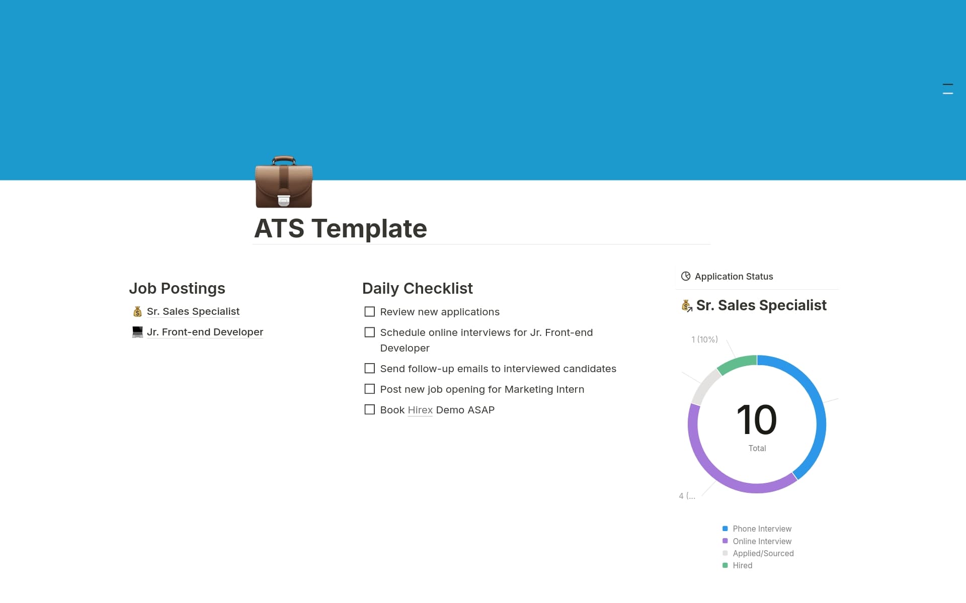 ATS for Recruiters (Applicant Tracking System) Template by Hirex ...