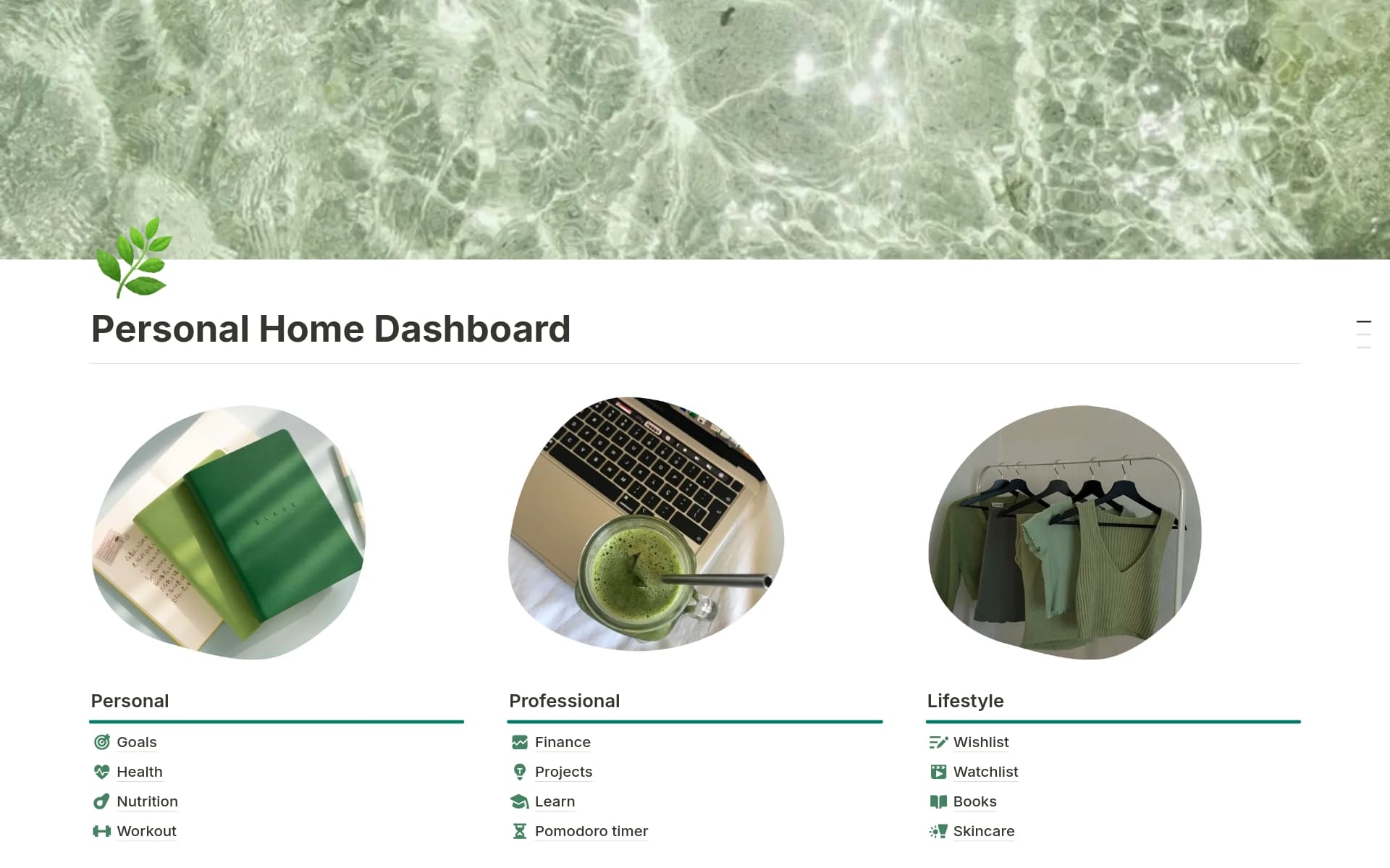 Elevate your daily routine with our all-inclusive Personal Home Dashboard Template! The ultimate toolkit for an organized and energized life. 🌿💫