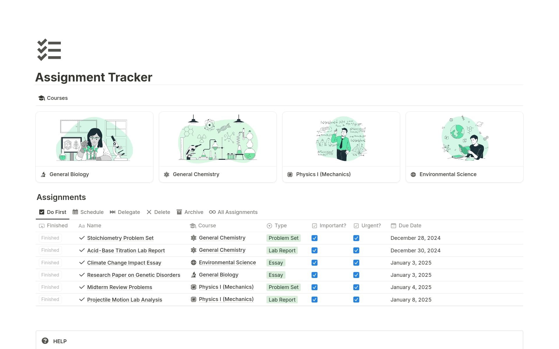 Assignment Tracker Template | Notion Marketplace
