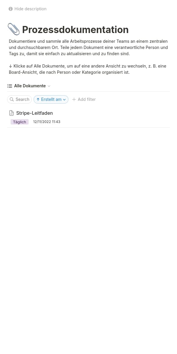 Screenshot der mobilen Notion-App