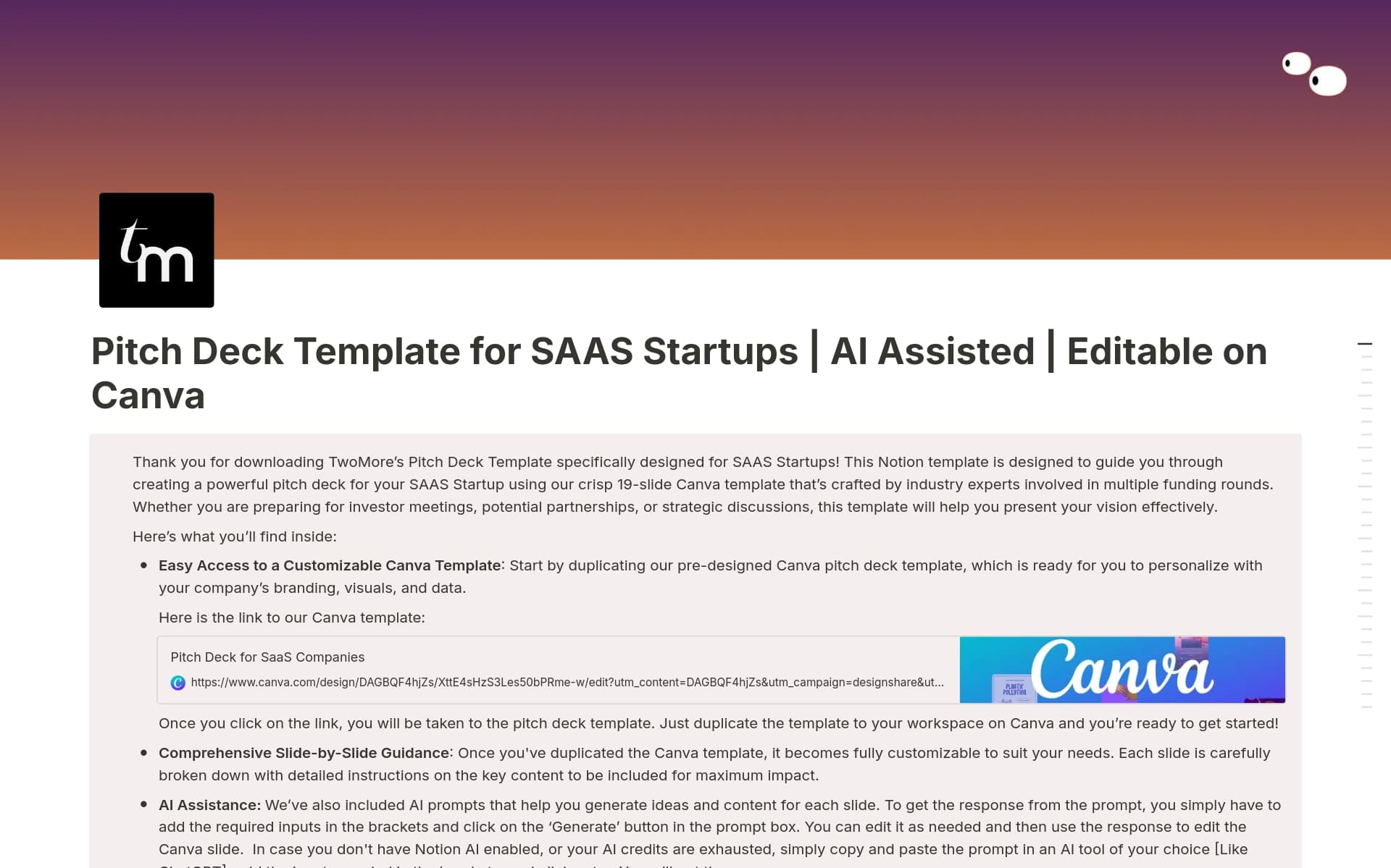 A template preview for Pitch Deck for SAAS Startups | AI Assisted