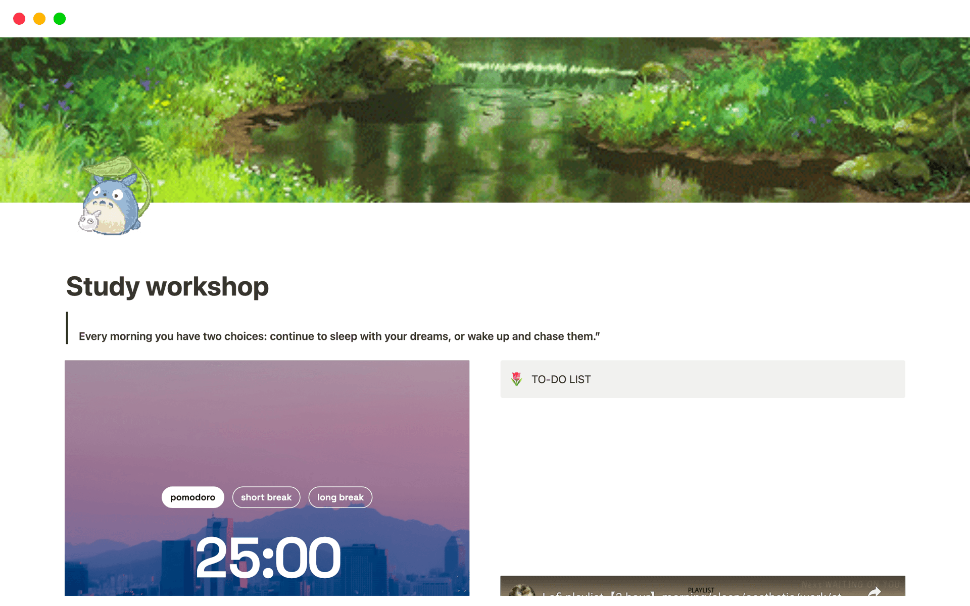 A template preview for Study workshop