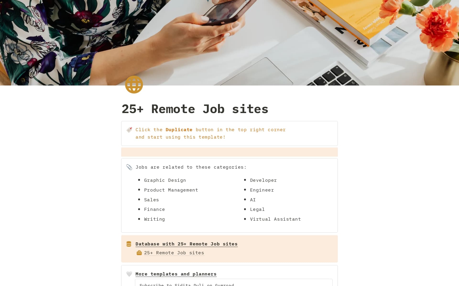 Remote Job sites Template by innotemplates | Notion Marketplace