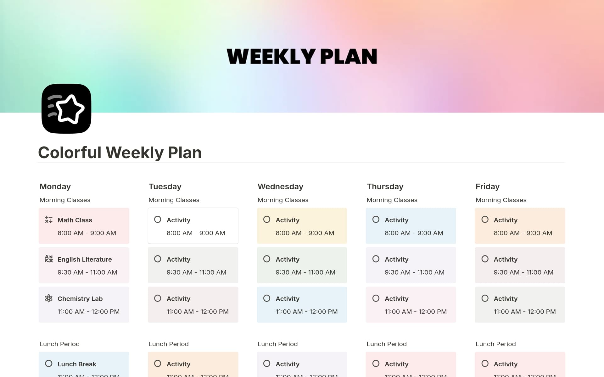 Colorful Weekly Plan Template Notion Marketplace colorful-weekly-plan-template-notion-marketplace