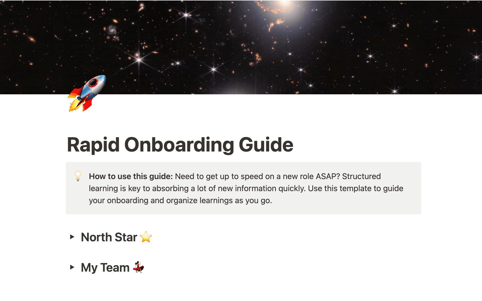 A template preview for Rapid Onboarding Guide
