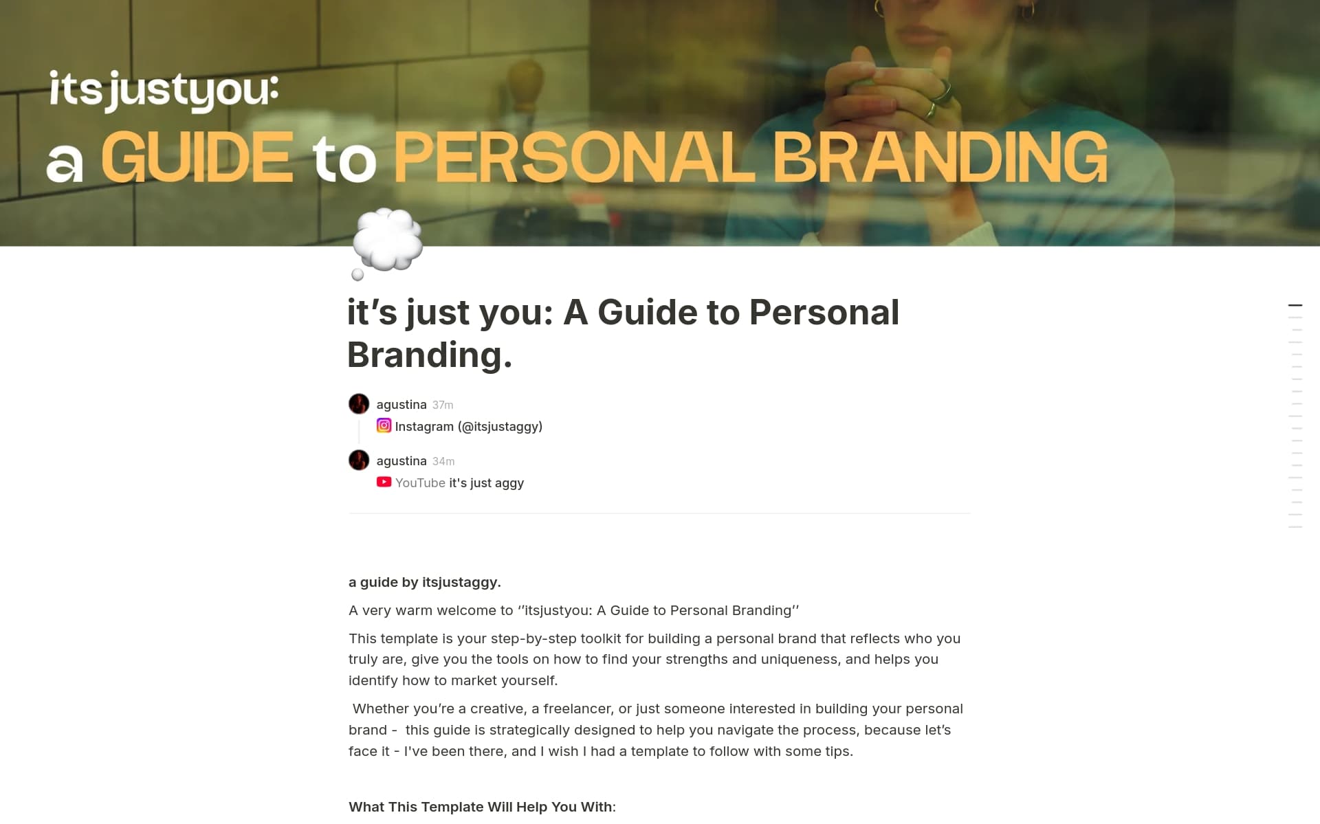 A template preview for it’s just you: A Guide to Personal Branding.