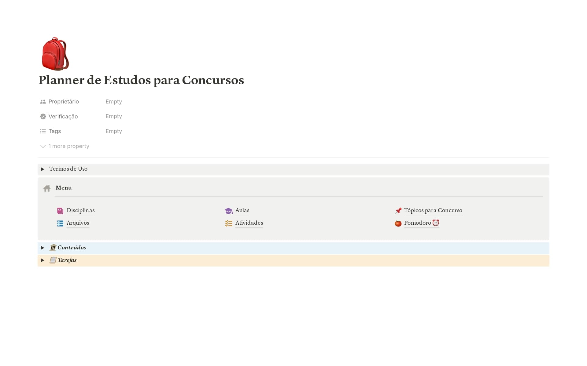 Uma prévia do modelo para Planner de Estudos para Concursos
