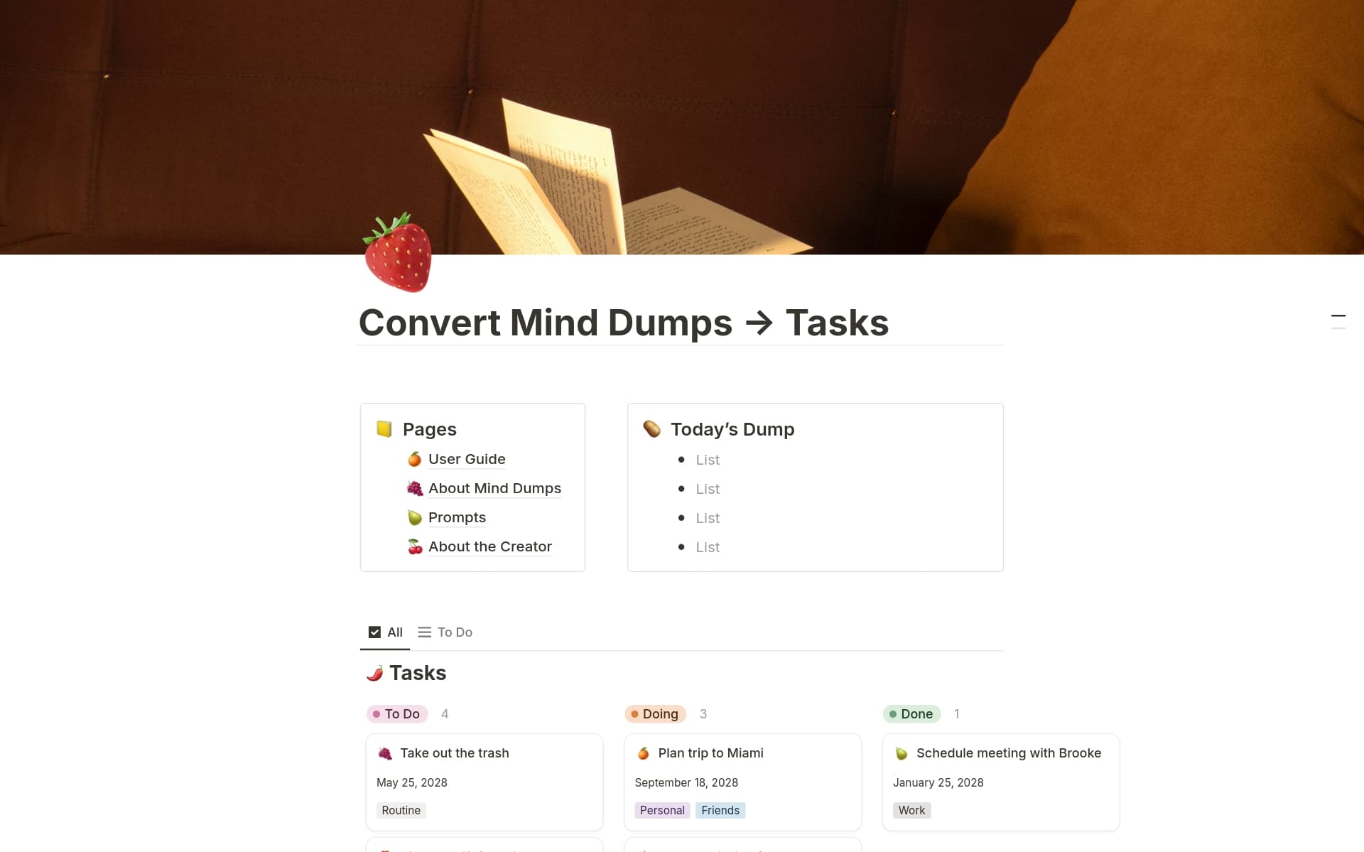 Convert Mind Dumps → Tasks Template by Katherine Chiu | Notion Marketplace