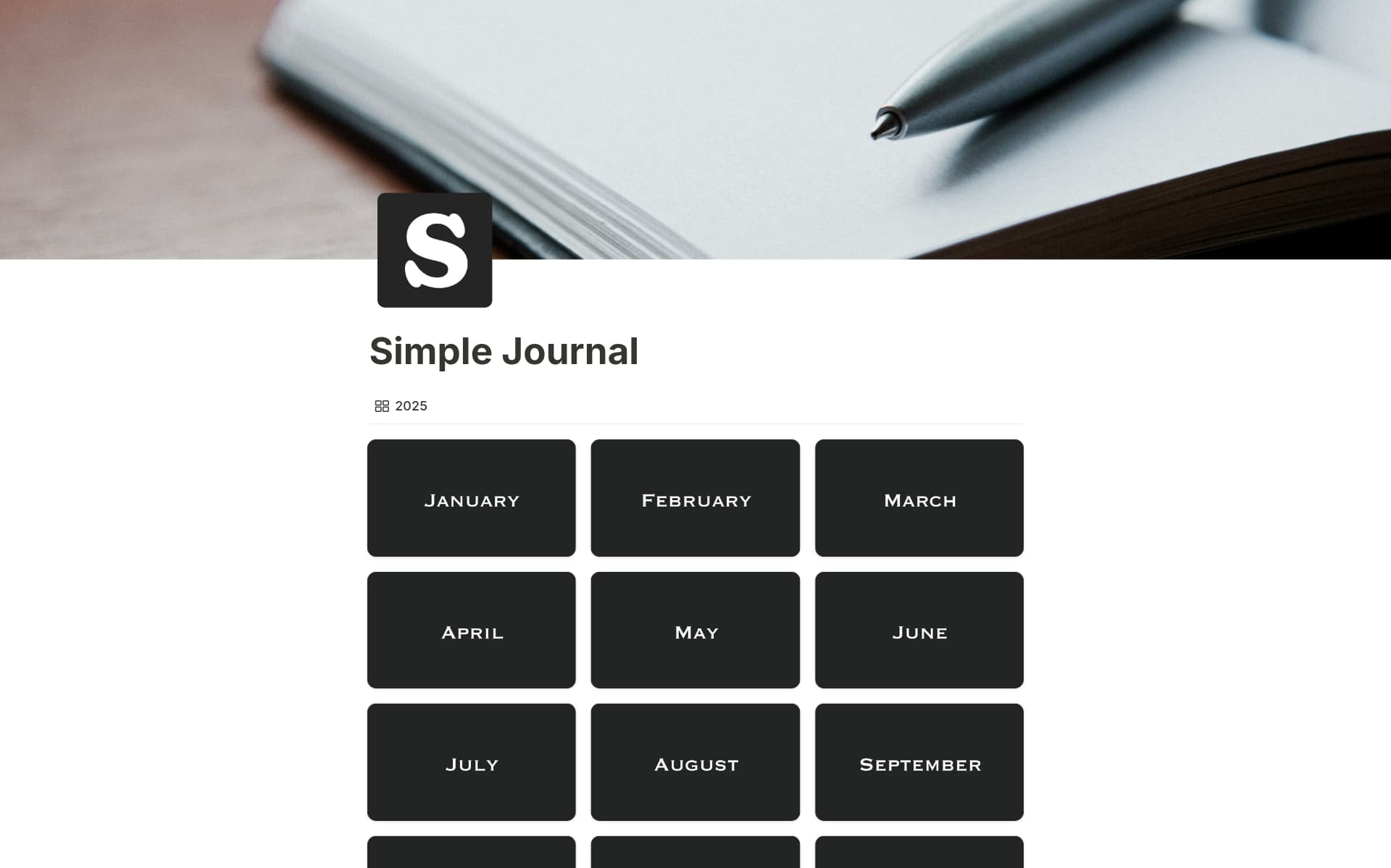 A template preview for Simple Journal