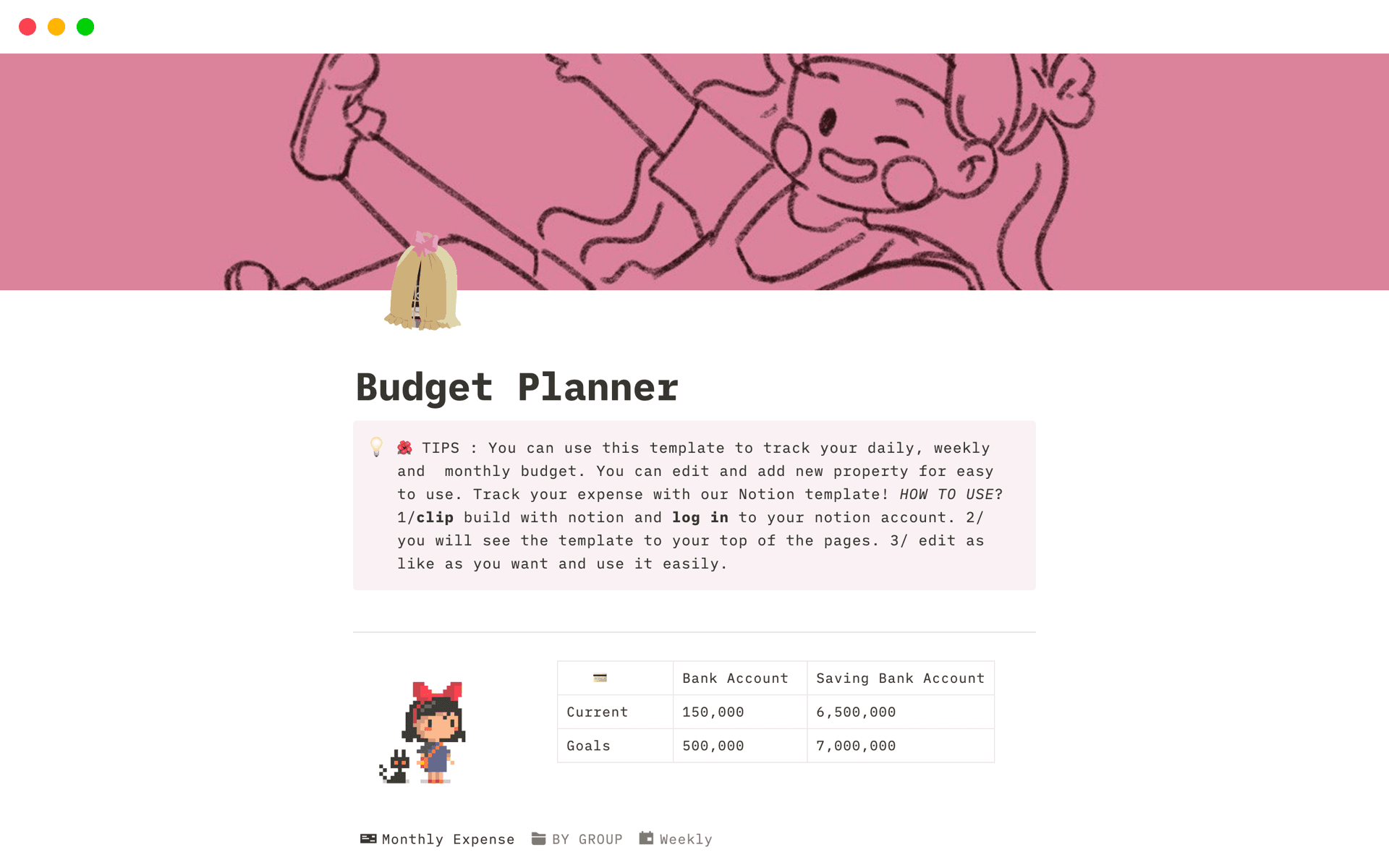 A template preview for Budget Planner