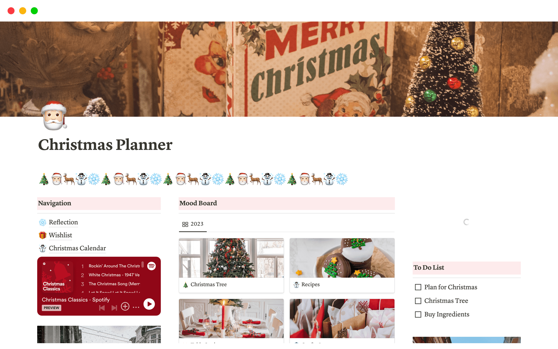 A template preview for Christmas Planner