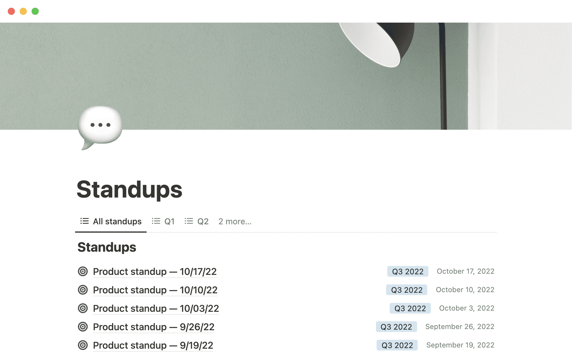 A template preview for AngelList's meetings