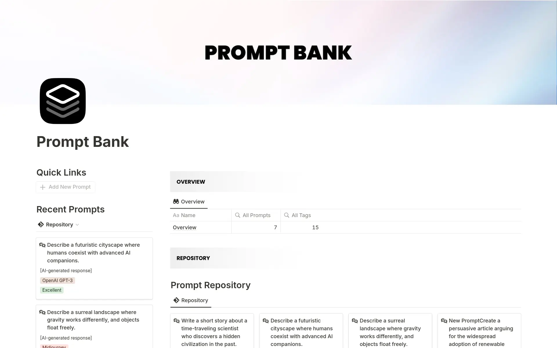 AI Prompt Library Template template preview
