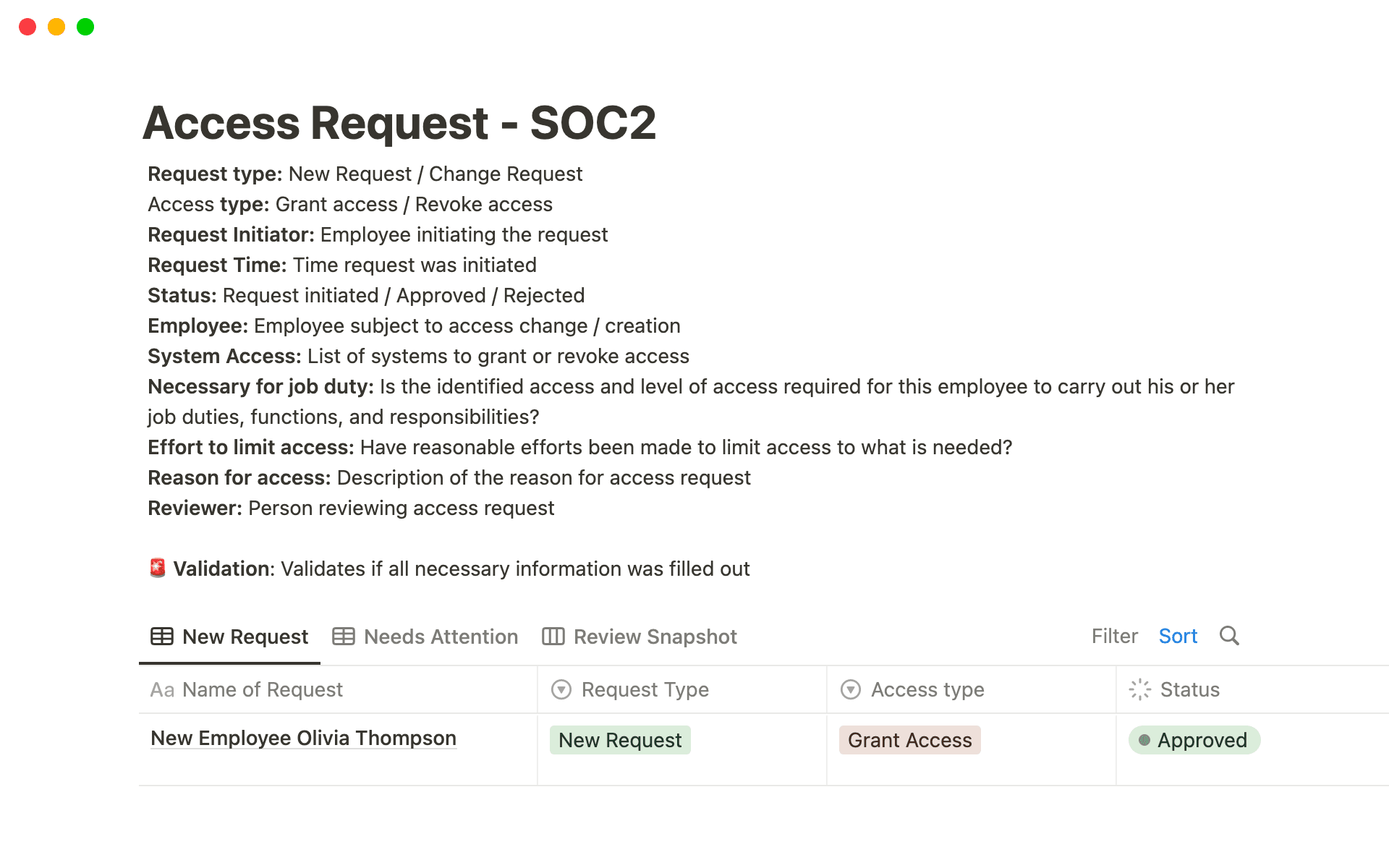Access Request - SOC2 Template | Notion Marketplace