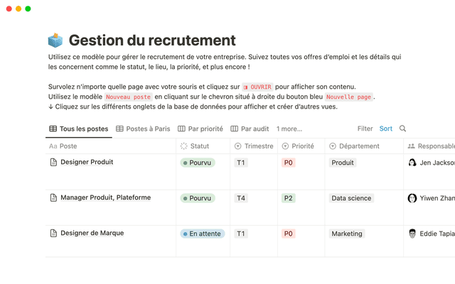 Suivi du recrutement