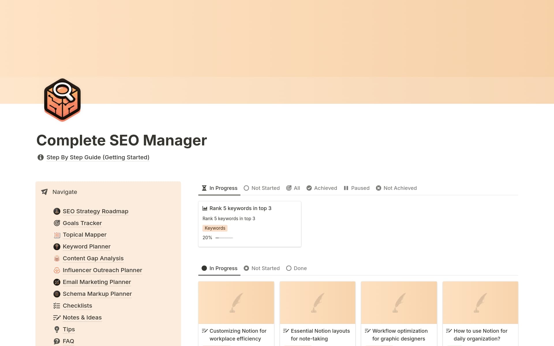 A template preview for Complete SEO Manager