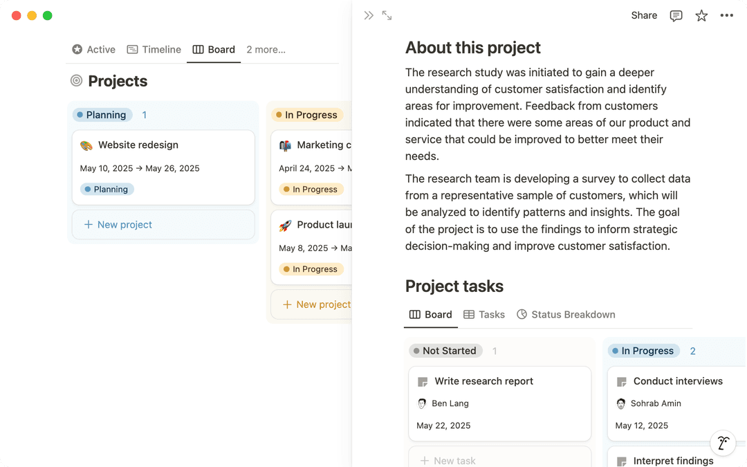 Examples Next Project Project management that evolves with your team