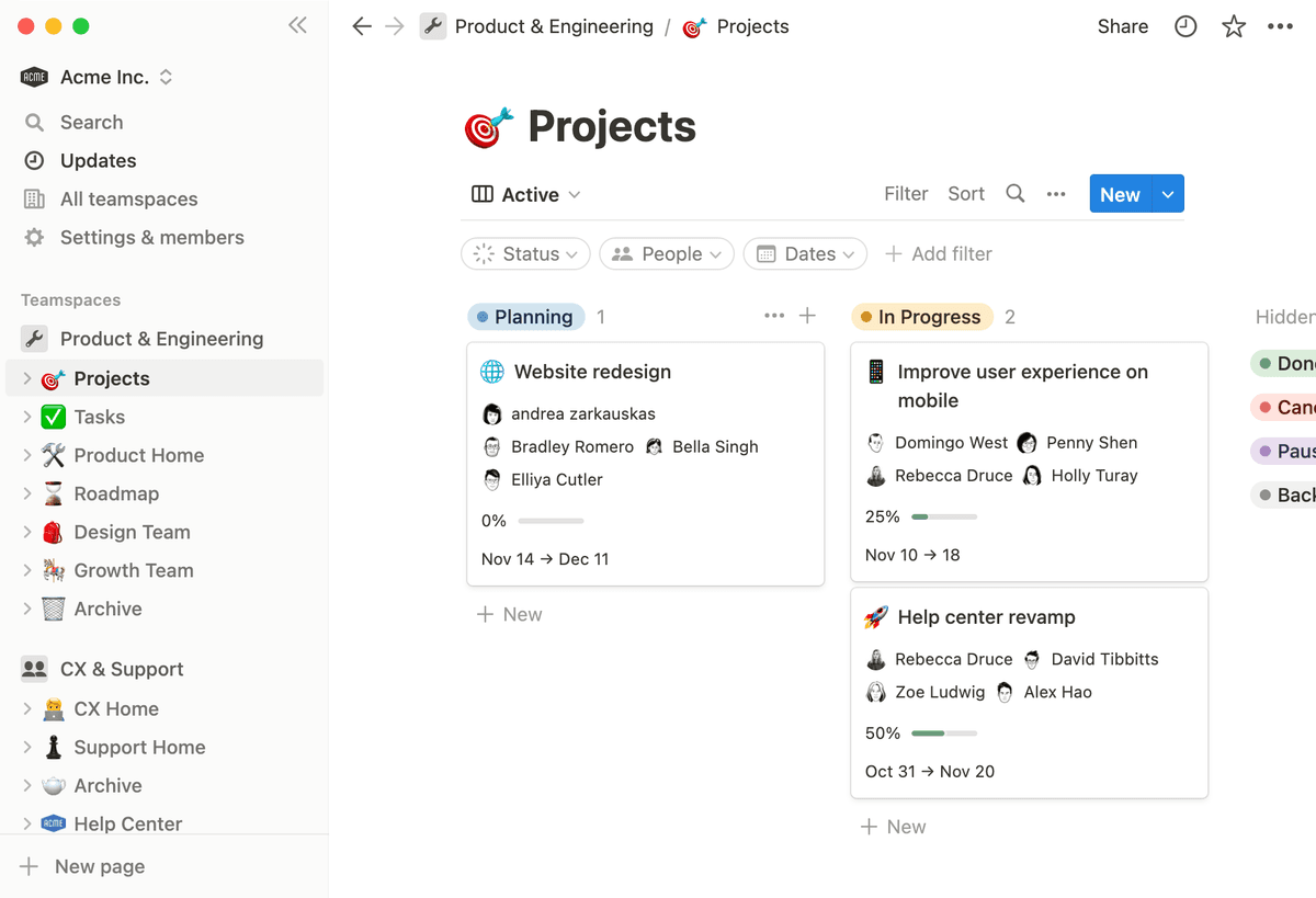 Getting started with projects and tasks