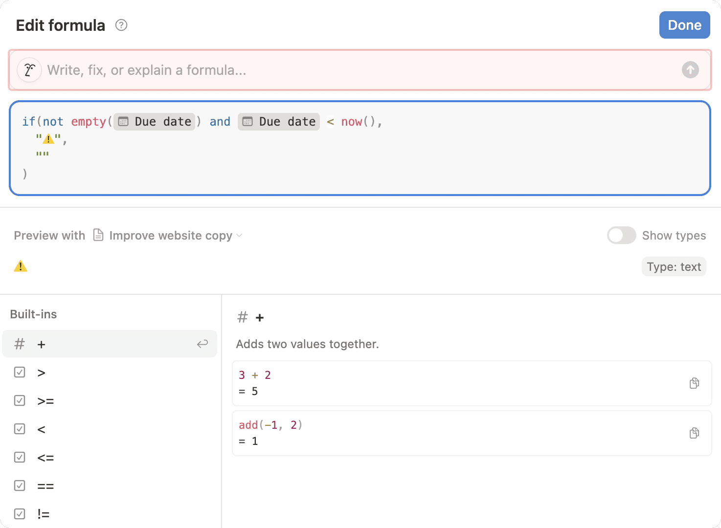 Intro to formulas – Notion Help Center