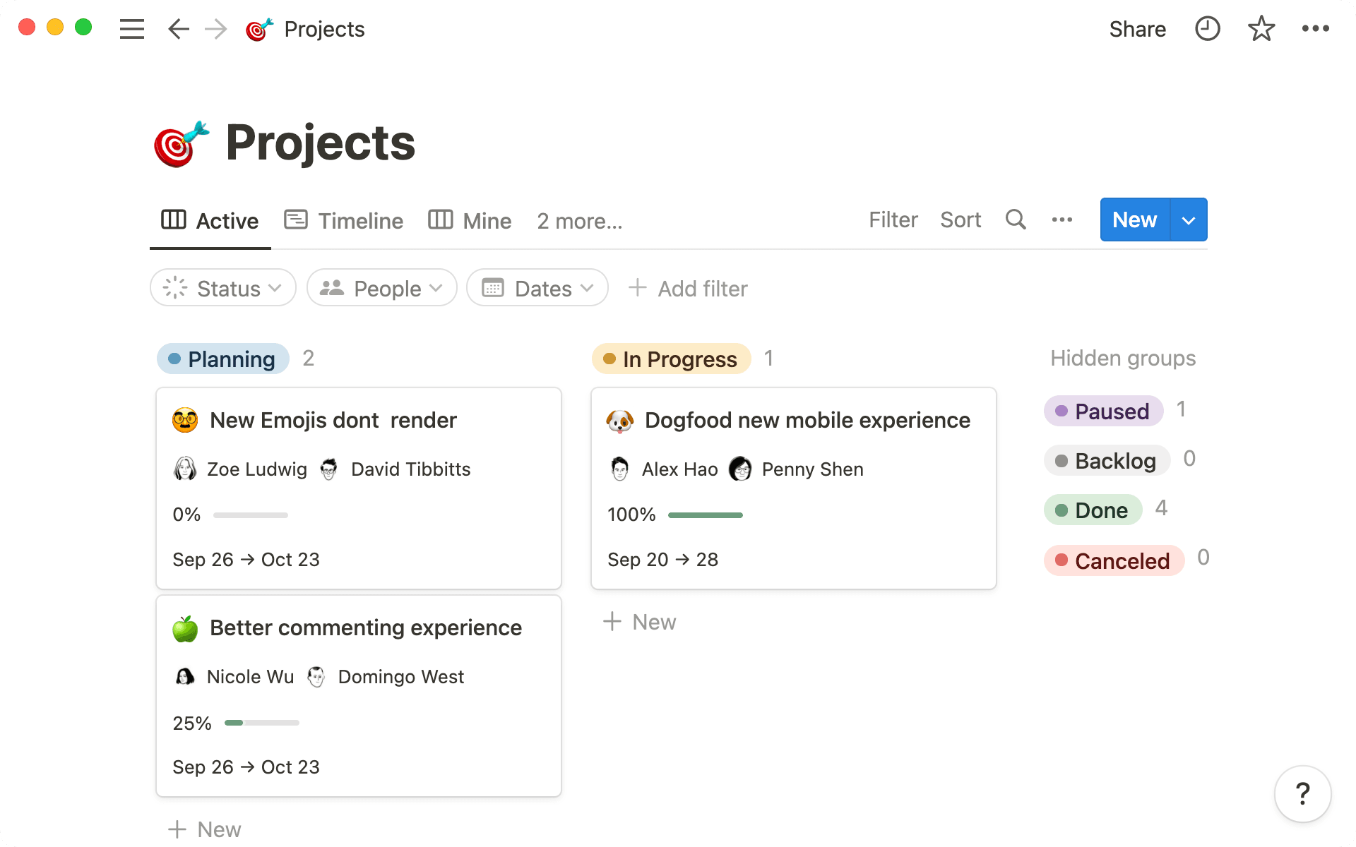 Project New Task Getting started with projects and tasks