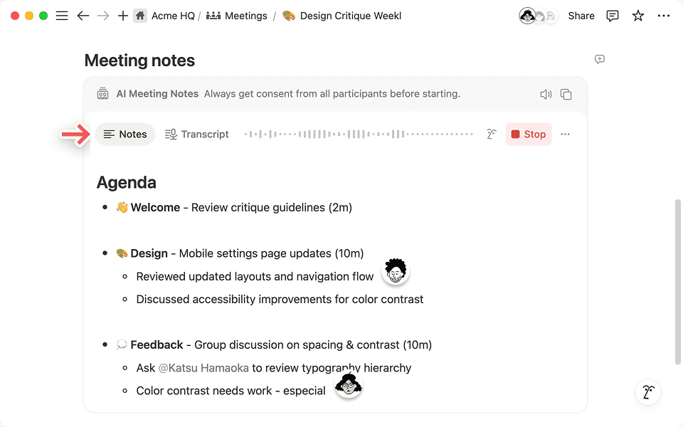 Preserve perfect meeting memory with AI Meeting Notes
