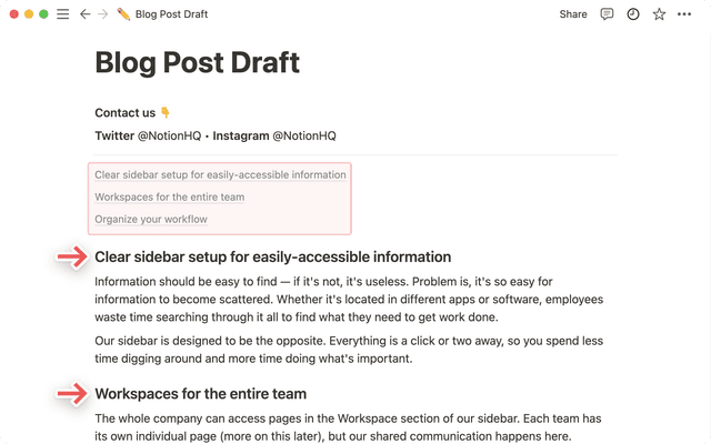 Format your page – Notion Pusat Bantuan