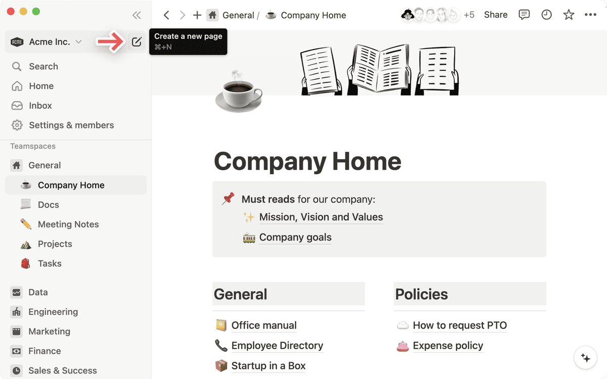 Create a page – Notion帮助中心