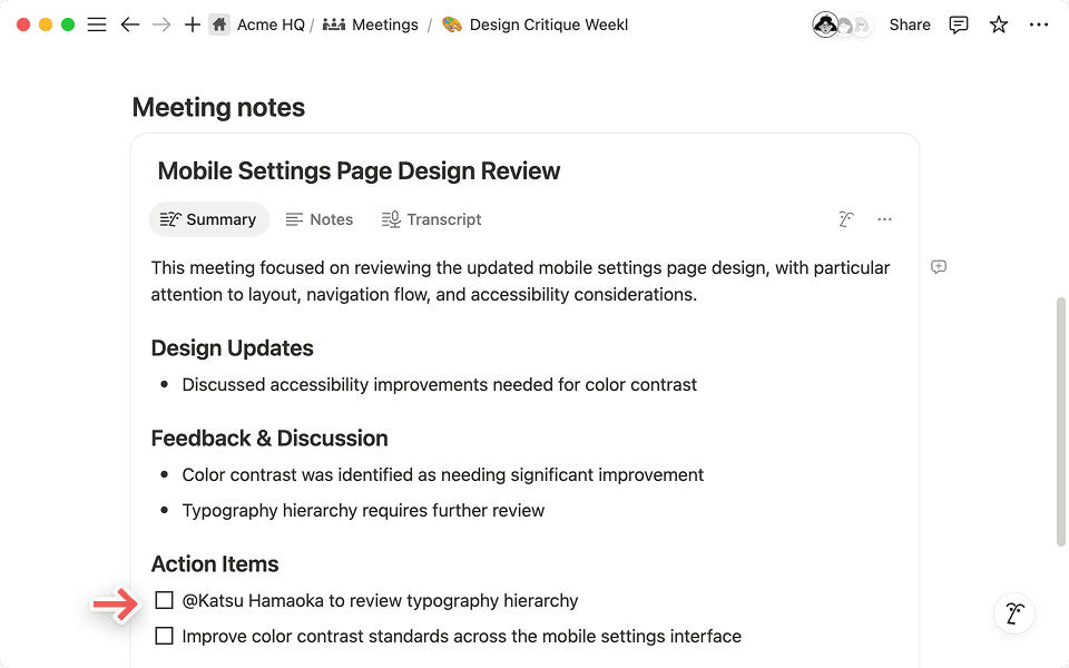 Preserve perfect meeting memory with AI Meeting Notes