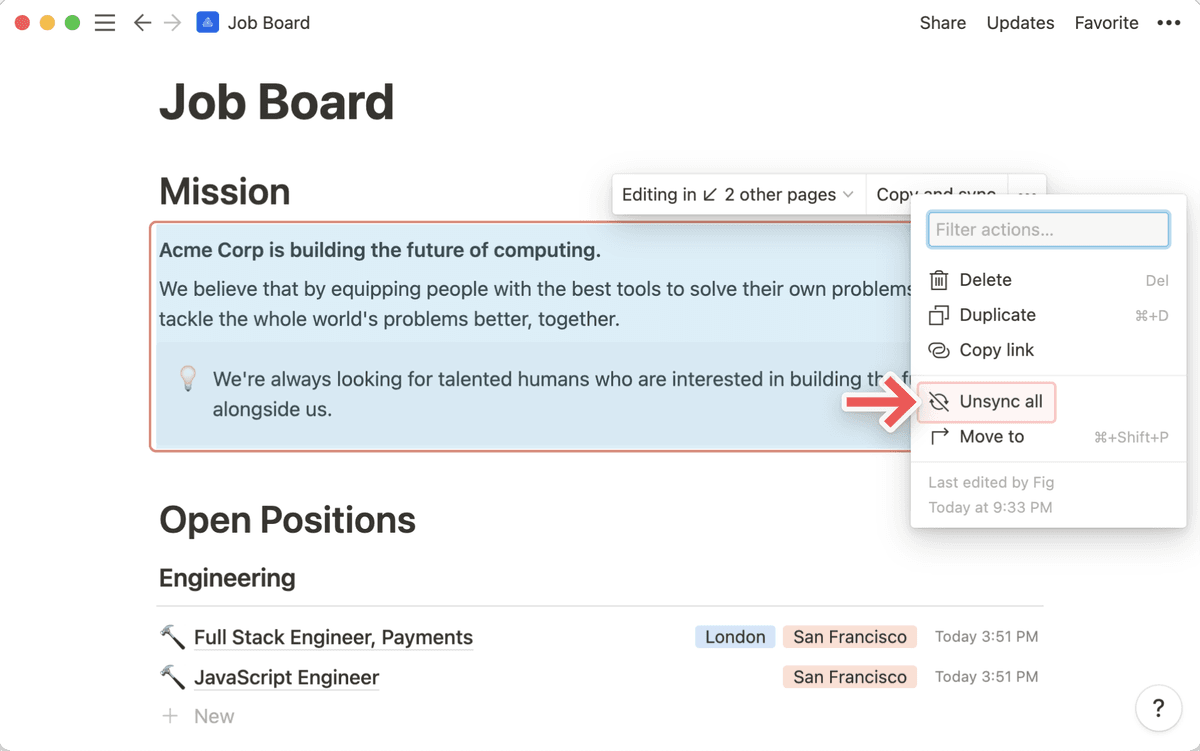 Synced blocks – Notion Help Center