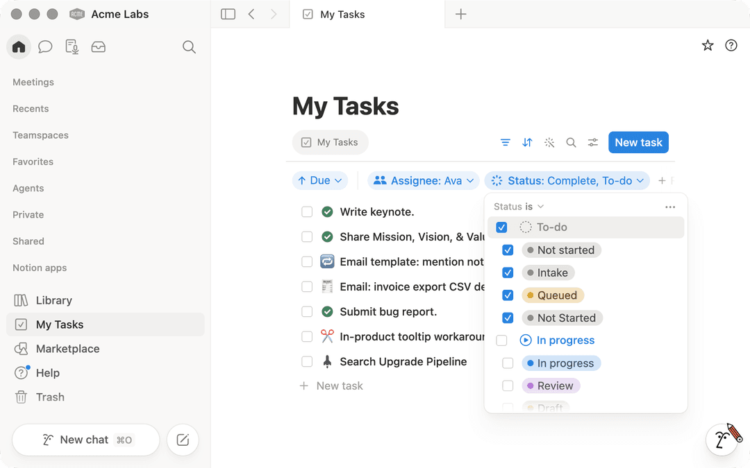 Database Task Item Give your to-dos a home with Task databases