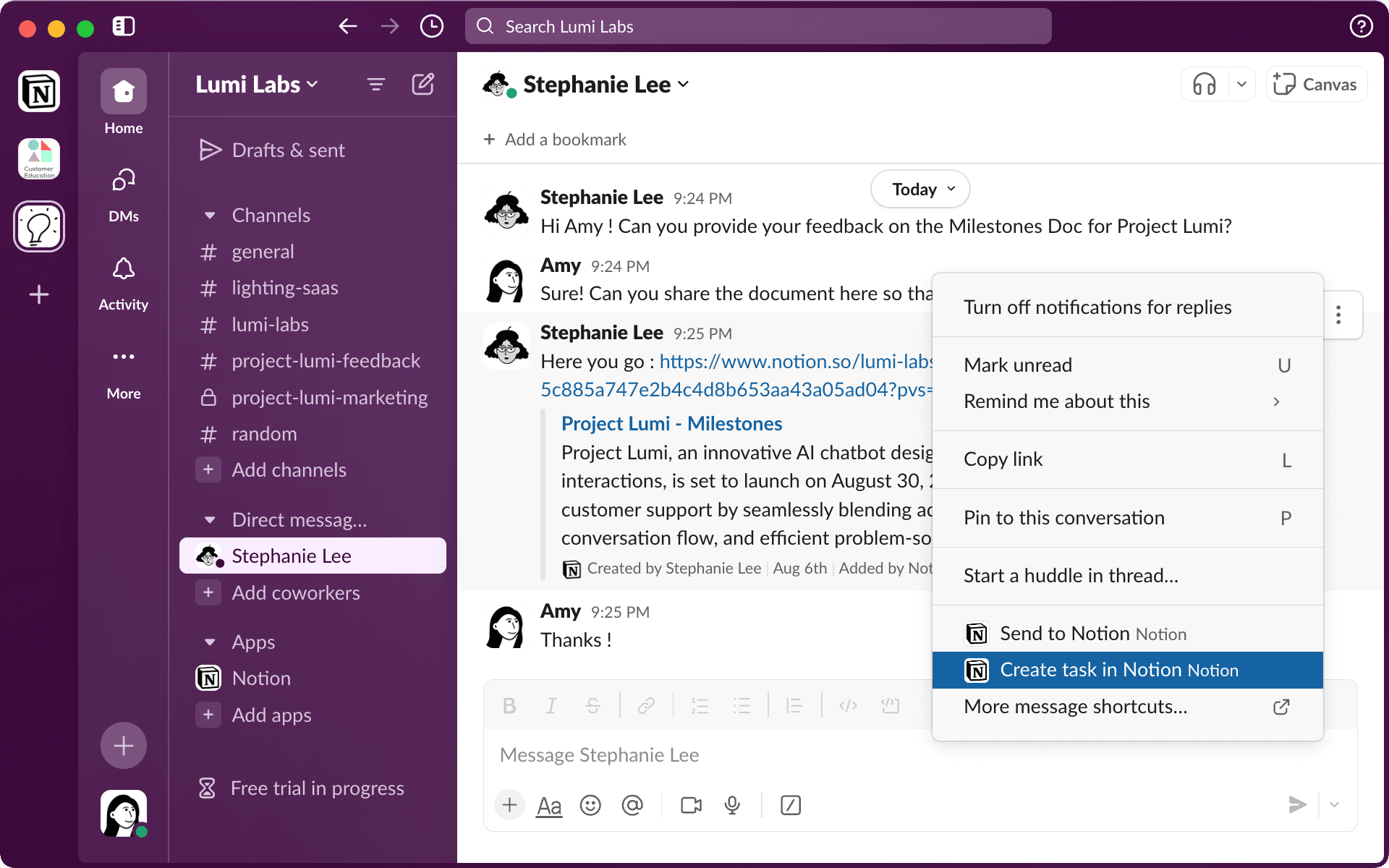 Task Slash Time Unleashing productivity with Notion's Slack integration