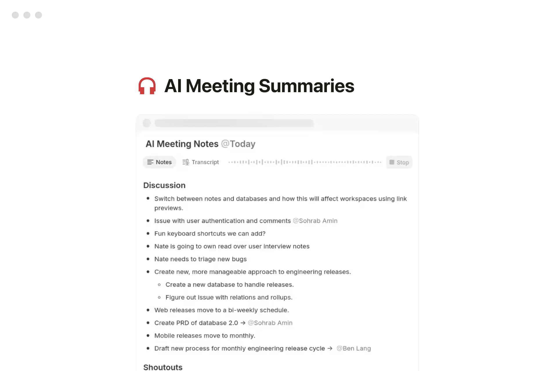 Meeting notes & docs in Notion